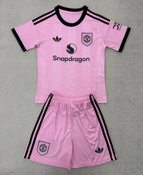 Kids-Manchester Utd 25/26 GK Pink Soccer Jersey